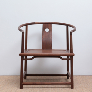 新中式黑胡桃老榆木圈椅三件套太师椅官帽椅实木禅意仿古椅子家具