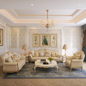 欧式新古典简欧高端奢华皮沙发客厅真皮轻奢法式全屋家具套装组合