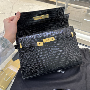 小明家|法国专柜代购ysl/圣罗兰曼哈顿 鳄鱼皮压纹单肩斜跨包