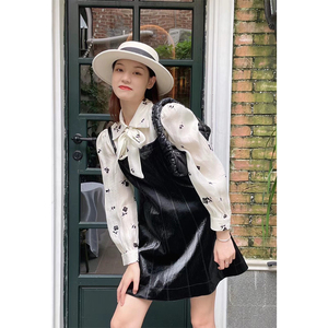 dreams美梦新早秋款韩版系蝴蝶结花朵衬衫上衣女百搭显瘦外穿衬衣