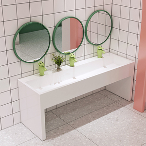 幼儿园儿童洗手池落地一体台盆培训中心白色人造石洗手池加工定制