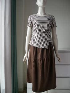 2021红娅轩qa-0357时尚针织条纹小衫 棉质短裙两件套裙休闲装裙