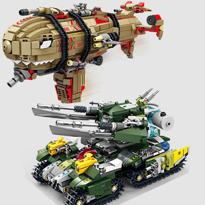 八件套天启之眼坦克基洛夫飞艇八合一拼装积木红警儿童战争玩具