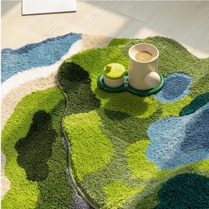 苔藓地毯绿色地毯卧室沙发毯客厅床边毯苔藓异形草地绿色脚垫地垫
