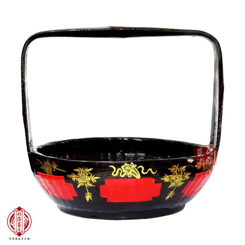 永春漆篮线雕福字民间手工艺大漆婚嫁篮饰品篮烧香篮拜拜篮子漆艺