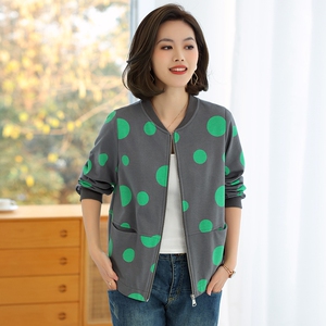 150小个子妈妈春秋短装夹克衫中年妇女韩版休闲圆领短外套棒球服