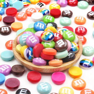 diy手工15mm彩色m豆糖豆彩虹糖果豆彩虹糖发饰材料可爱发夹配饰