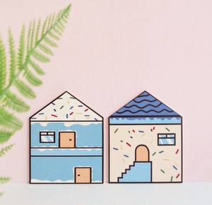 ins创意卡通壁贴儿童房幼儿园墙面装饰木塑板小房子可移除墙贴