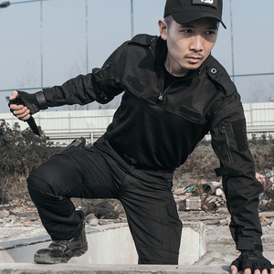 户外夏季执勤工作服套装男黑色作训服薄款耐磨保安服特种兵军迷服