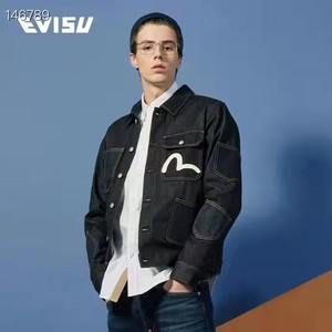 Evisu/福神秋冬新款长袖夹克多口袋纯棉宽松男女情侣牛仔衣外套潮