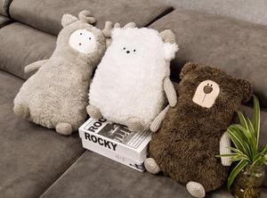 包邮ins极简风麋鹿小熊小羊三兄弟抱枕靠垫毛绒公仔玩具 拍照道具