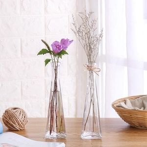 透明玻璃花瓶桌面文艺插花瓶简约清新小花瓶干花瓶三角形插花瓶细