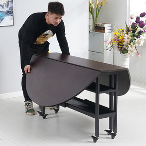 折叠餐桌小户型家用8人多功能伸缩折叠桌简易移动收纳餐桌吃饭桌