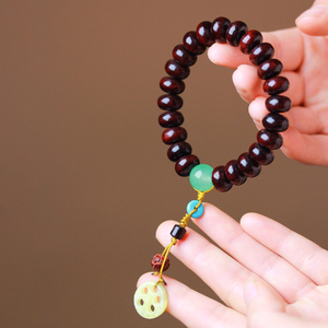 小叶紫檀算盘珠手链文玩佛珠念珠手串木质单圈手饰品礼物藕片配饰