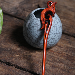 小叶紫檀凤凰发簪木质束发发簪盘发古风简约古典饰品木簪盘头发钗