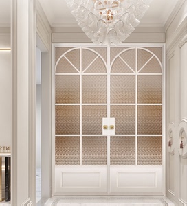 定制玻璃门法式极简复古门海棠花玻璃平开门卫生间厨房轻奢老铁门