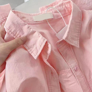 特大码多巴胺粉色长袖衬衫女2024春秋装新款超好看高级感上衣外套
