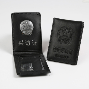 新闻记者证卡包皮套媒体工作者证件保护套采访记者工作牌卡位牛皮