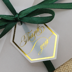 高档欧美韩风硫酸纸半透明烫金婚礼邀请函糖果盒吊牌标签小吊卡