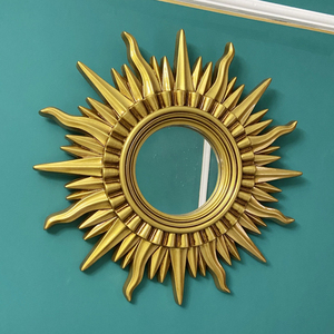 欧式客厅太阳装饰镜法式美式玄关镜子壁炉壁挂背景墙装修镜框挂镜