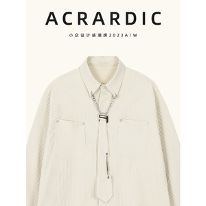 ACRARDIC【带领带】潮牌设计感玉米格长袖衬衫男女美式小众衬衣潮