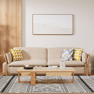 祺丰北欧风格布艺沙发简约现代小户型客厅家具实木日式三人位沙发