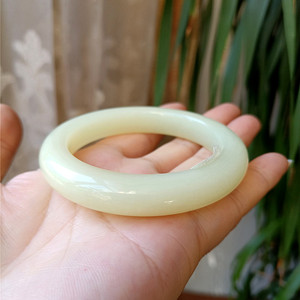 天然岫玉手镯正品辽宁岫岩玉手镯女玉石手镯玉石镯子圆条岫玉镯子