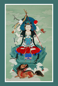 结缘道教斗姆元君神像画像佛教摩利支天佛像画像图片高清塑封画像