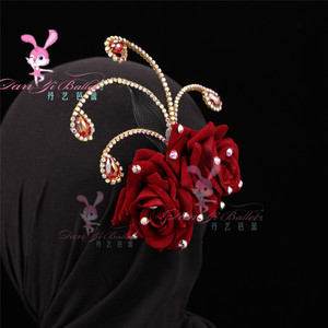 丹艺芭蕾舞头饰艾斯美拉达唐吉坷德剧目白色红色花发饰专业定制女