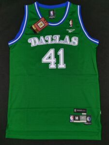 锐步正品德克诺维茨基斯基司机小牛41号复古绿色元年sw刺绣球衣