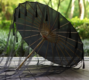 红黑白色飘带油纸伞流苏伞 摄影古风古装汉服道具舞蹈伞cosplay伞