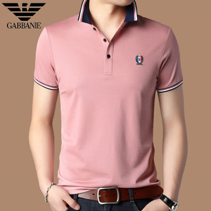 奇 阿玛尼 亚冰丝短袖t恤男翻领polo衫男士纯棉潮流百搭休闲体恤
