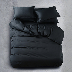 80支纯棉黑色四件套100全棉长绒棉丝滑贡缎床单床笠被套床上用品