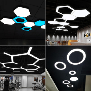 led造型灯创意异形健身房长条灯拼接吊灯六角圆形y形六边形蜂巢