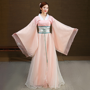 新款古装古典舞演出服女广袖汉服抹胸影视剧同款粉色