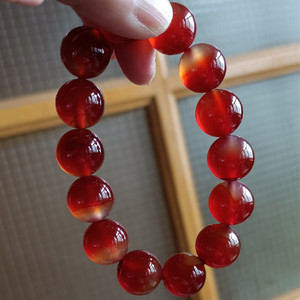 天然精品北红逊克江石玛瑙玉髓手串男女款红玛瑙本命年手链礼物