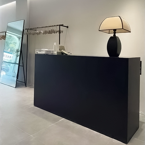 收银台柜台店铺小型服装店吧台灰色美容院黑色日式接待台简约白色