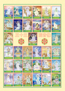 观音33观世音菩萨图挂画唐卡定制六字大明相纸双面塑封森木梦工场