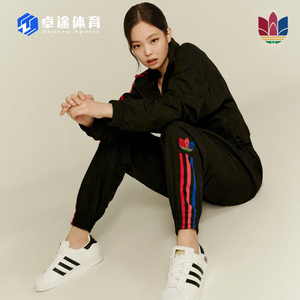 adidas三叶草 女子 jennie同款彩色logo外套长裤套装gd2230gd2231
