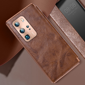 适用华为p40pro手机壳智能翻盖原装复古皮套5g镜头全包防摔高档男