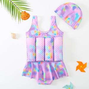 儿童浮力泳衣2024新款女孩女童紫色连体泳衣宝宝游泳装备漂浮衣