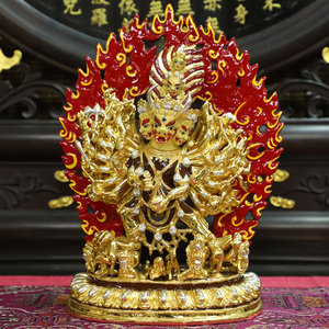 密宗大威德金刚佛像台湾铜鎏金藏传佛教牛头明王护法家用佛堂摆件
