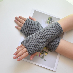 半指手套女冬天可爱女露指韩版冬季加厚保暖毛线半截学生写字袖套