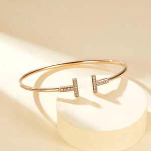 满心饰你满钻双t手镯镶嵌南非钻18k金玫瑰金白金黄金大牌