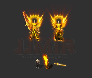 传奇剑甲素材 冰雪复古 火龙沉默 男女黄金雷霆武器套装 tz548-6