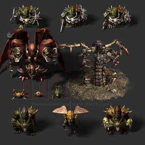 传奇怪物素材 魔龙神/魔龙教主 高清怪物 png格式 11组打包 cw269