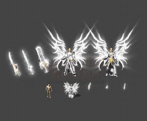 传奇剑甲素材 冰雪复古开天三职业神器 白色雷霆衣服套装 tz219-1