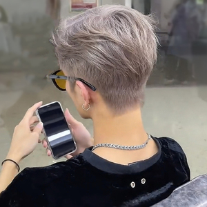 染发剂流行发色男士灰色亚麻银灰迷雾灰雾霾蓝染发膏男生专用颜色