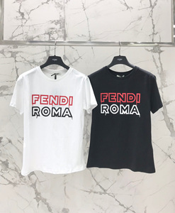 fendi/芬迪23春夏女士新款t恤 字母logo印花圆领套头短袖打底衫女