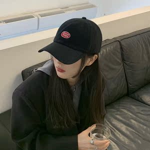韩国帽子女鸭舌帽潮牌夏新款刺绣字母棒球帽黑色显脸小遮阳防晒帽